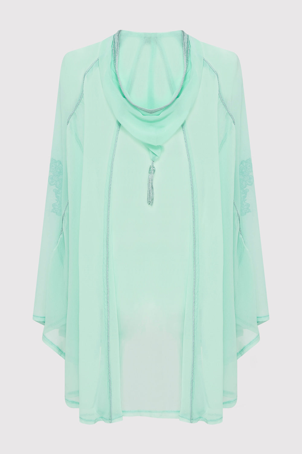 Razal Hooded Girl's Embroidered Lightweight Hooded Single Fasten Cape in Mint Green (2-12yrs)