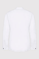 Zaher Long Sleeve Stand Up Button-Up Embroidered Men's Shirt in White