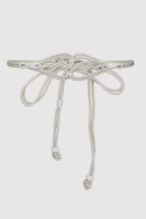 Razal Metallic Braided Rope Waist Belt in Silver