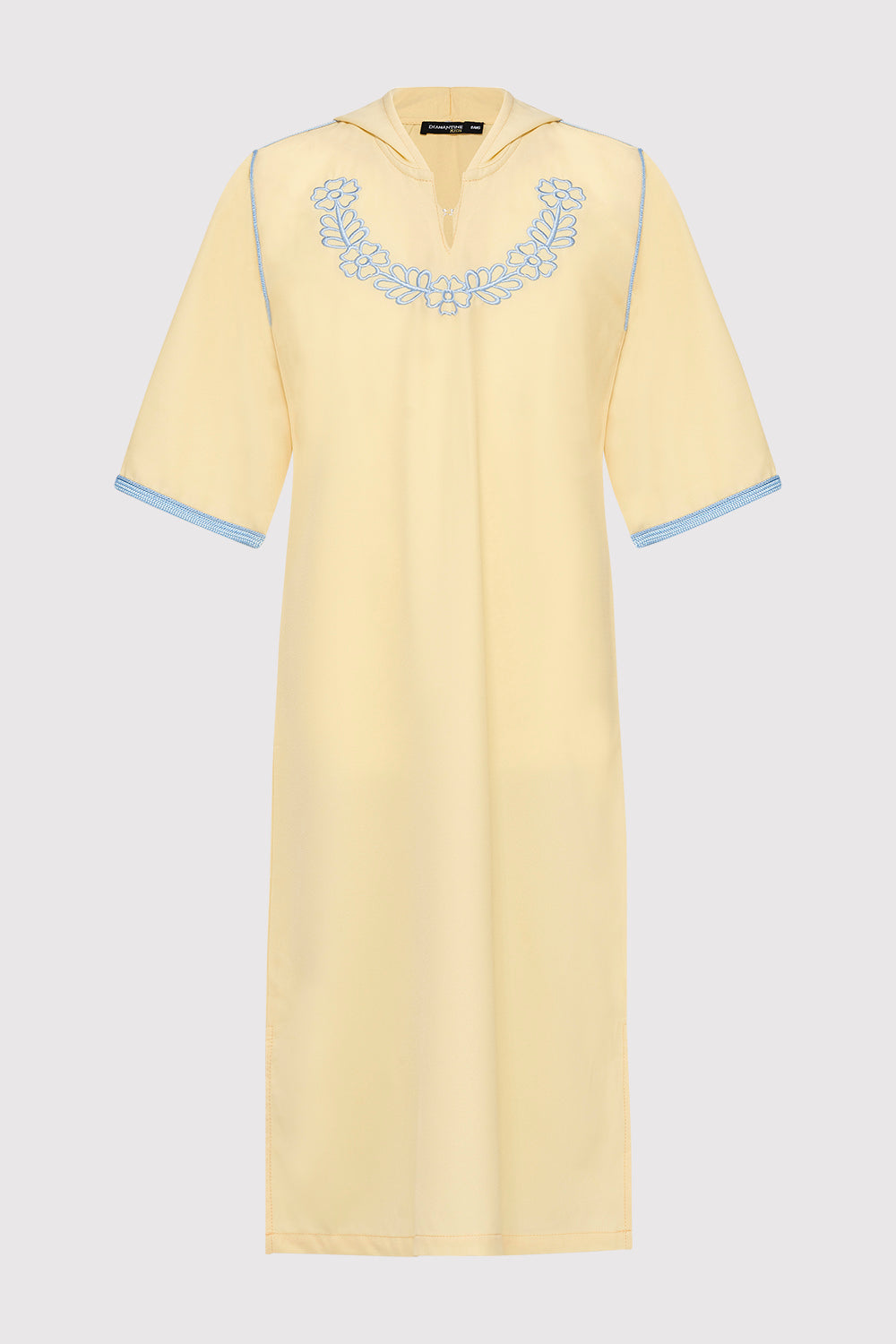 Djellaba Ayat Girl's Embroidered Cropped Sleeve Hooded Dress in Yellow (2-12yrs)