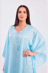 Kaftan Cherine Satin Dress in Sky Blue