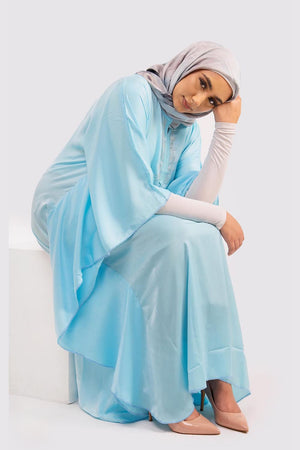 Kaftan Cherine Satin Dress in Sky Blue