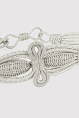 Rana Metallic Braided Rope Waist Belt in Silver