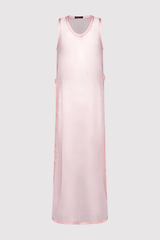Ines High Slit High Neck Sheer Chiffon Cropped Maxi Dress Cover Up in Rose Pink