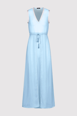 Kaftan Marianne Sleeveless V-Neck Adjustable Waist Dress with Slits Cover-Up in Sky