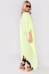 Kaftan Tressy Long Sleeve Sheer Dress Cover-Up in Yellow