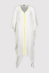 Kaftan Tressy Long Sleeve Sheer Dress Cover-Up in White