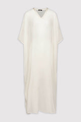 Kaftan Isalie Cropped Sleeve Sheer Long Maxi Dress Cover-up in White