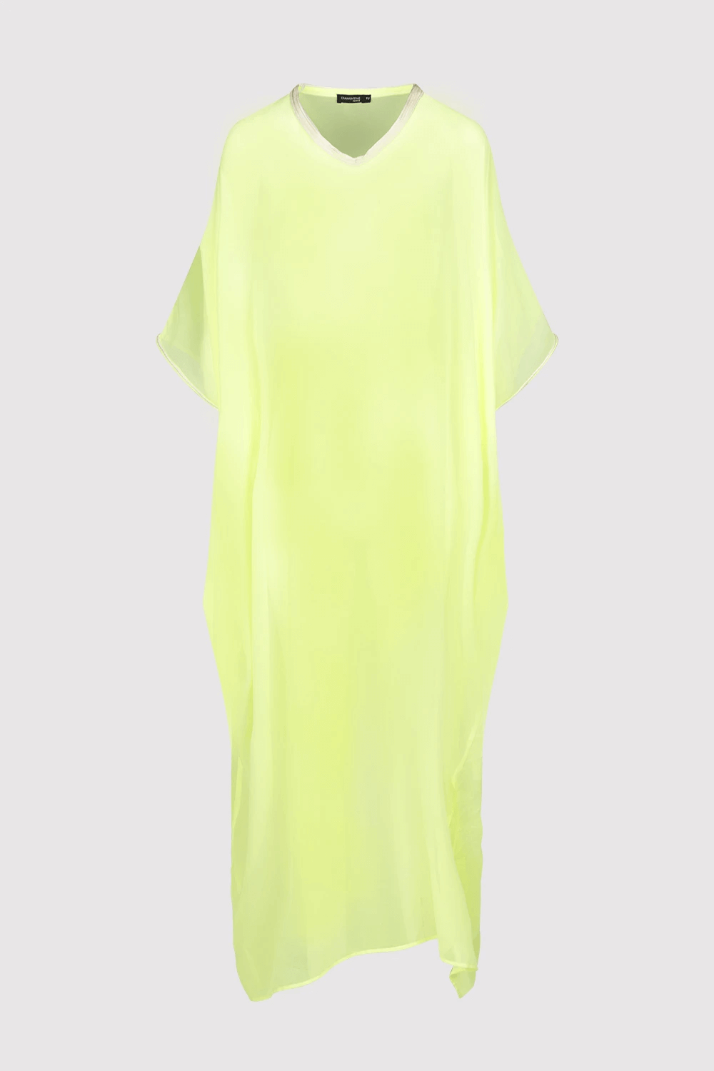 Kaftan Isalie Cropped Sleeve Sheer Long Maxi Dress Cover-up in Yellow