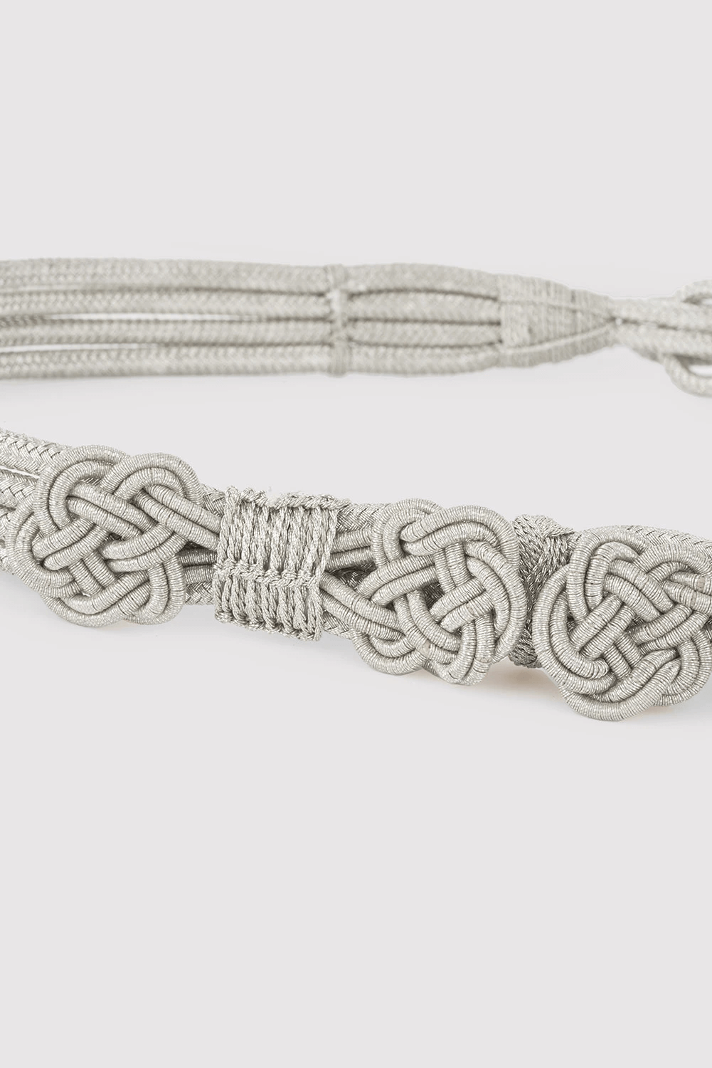 Lara Metallic Braided Rope Non-Leather Belt in Silver