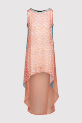 Fadda High Neck Sleeveless High Low Hemline Lightweight Maxi Dress in Coral Pink