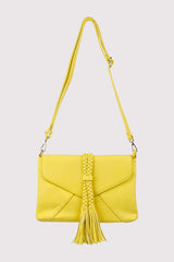 Alvaro Braid Tassel Crossbody Adjustable Strap Bag In Yellow