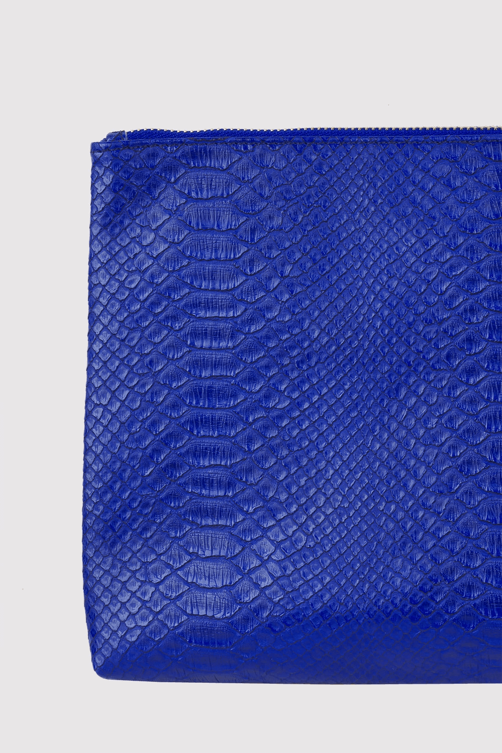 Americo Snake Print Wrist Strap Zipped Tassel Clutch Bag in Blue