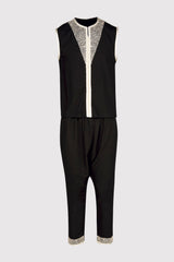 Jabador Rasm Men's Short Sleeve Top Jacket and Trousers Co-Ord Set in Black