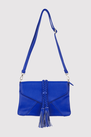 Alvaro Braid Tassel Crossbody Adjustable Strap Bag In Blue