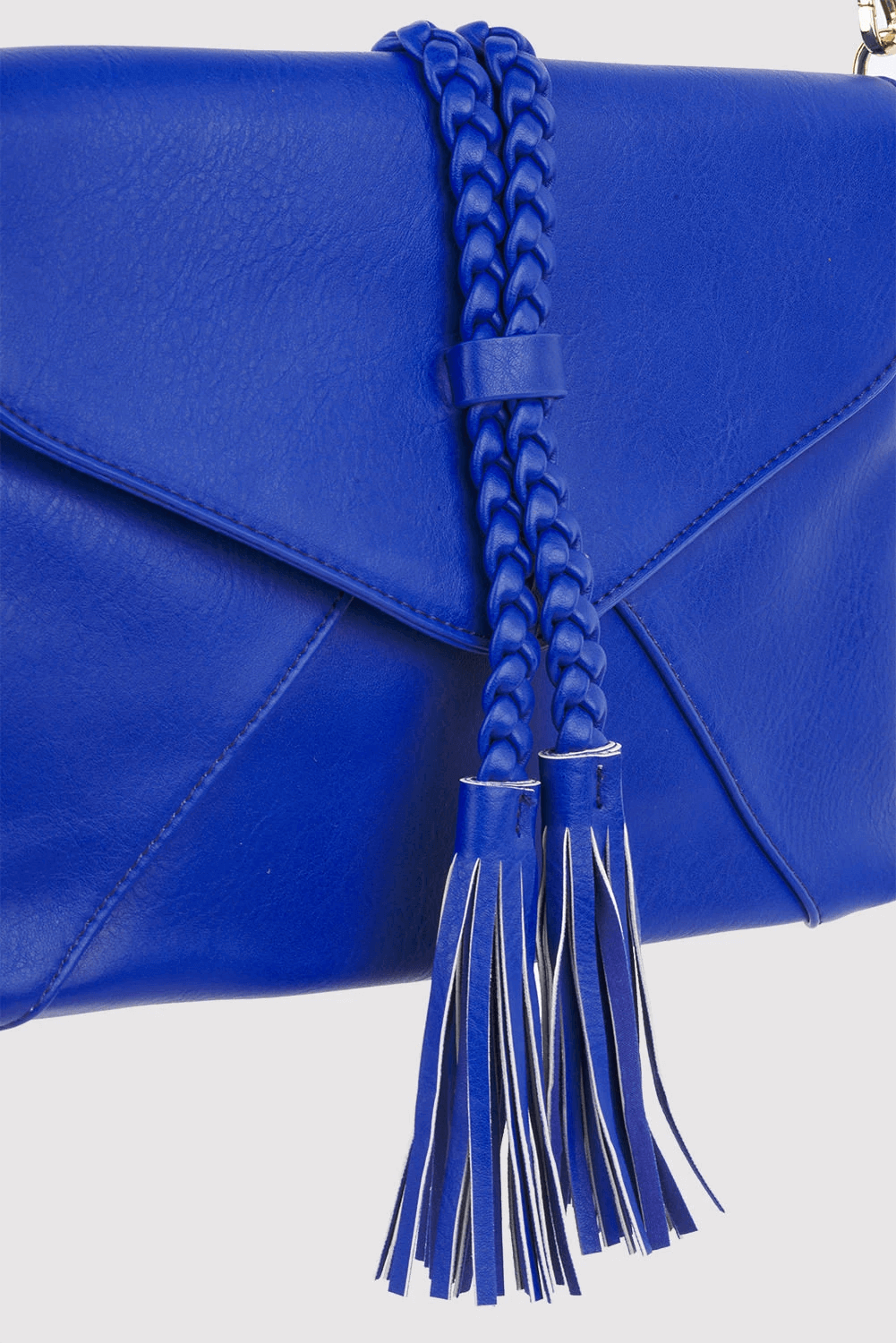 Alvaro Braid Tassel Crossbody Adjustable Strap Bag In Blue