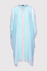 Kaftan Cassandra Short Sheer Sleeve Midi Knee-Length Dress in Blue