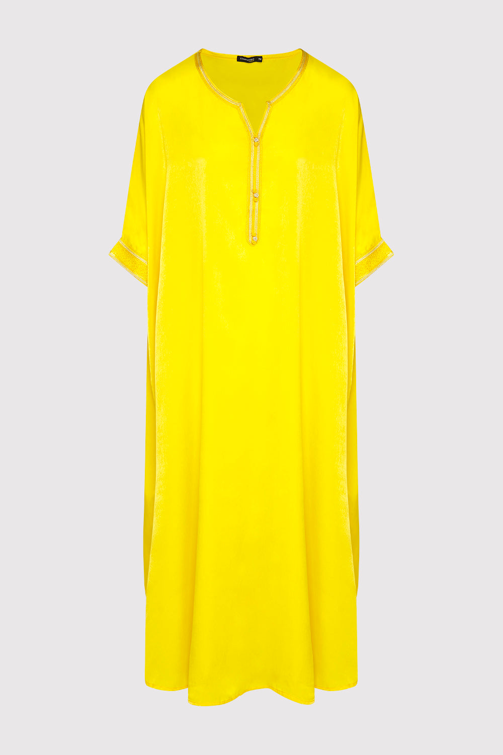 Kaftan Sabine Short Sleeve Lightweight Maxi Dress in Yellow