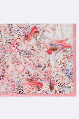 Silk Satin Scarf in Pink Print