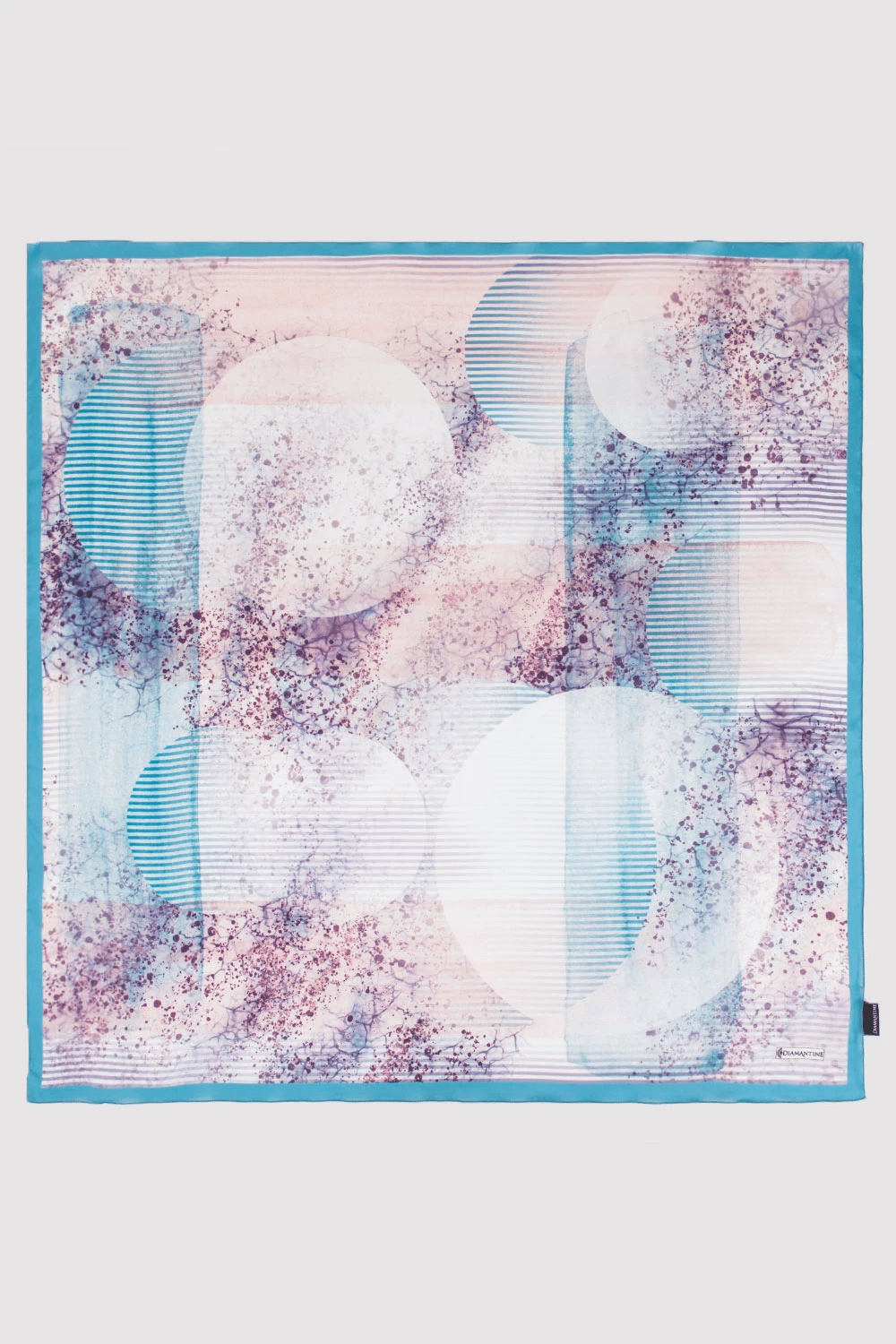 Silk Satin Scarf in Purple & Blue Print
