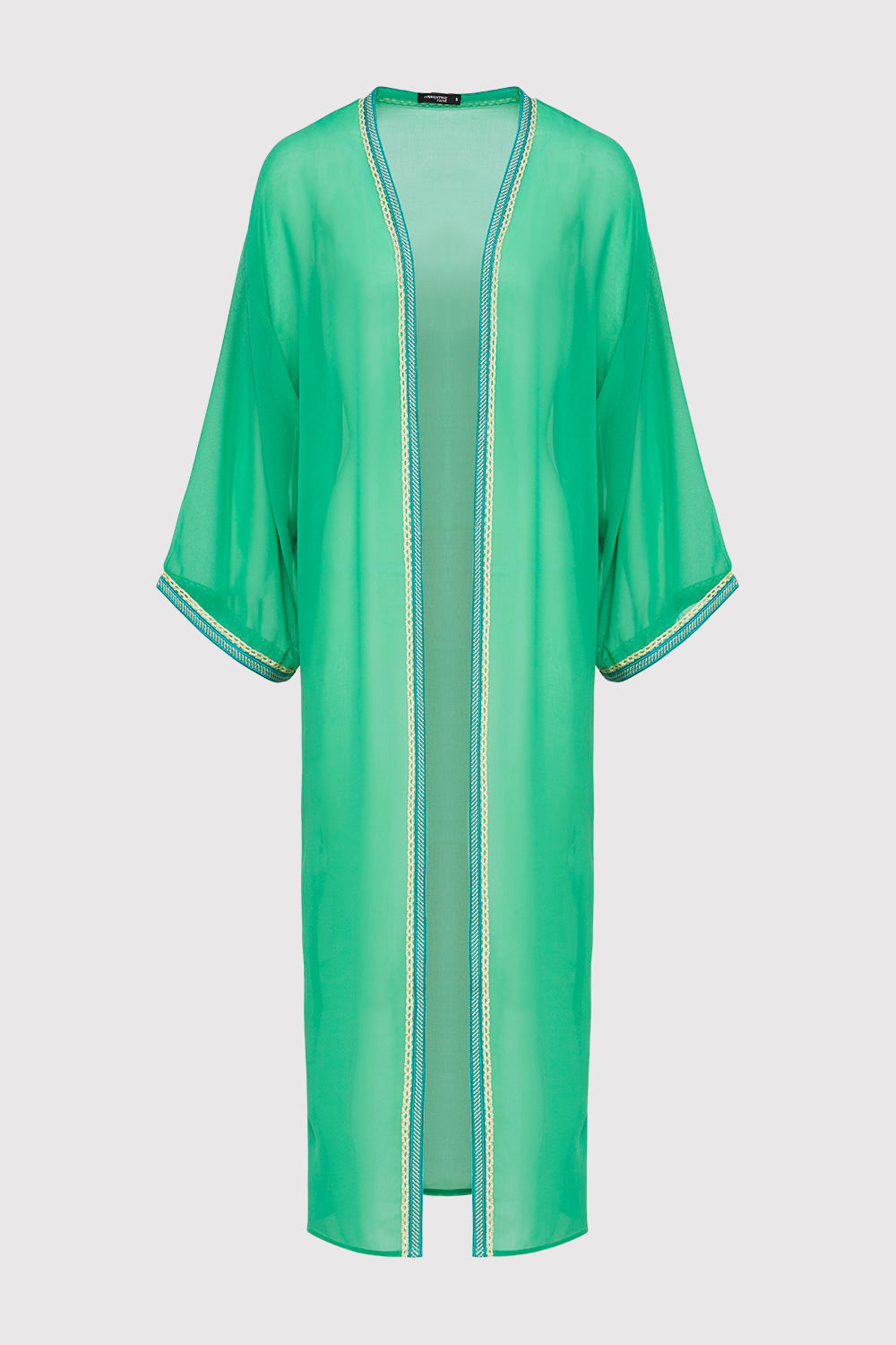 Amazon Women's Chiffon Sheer Long Sleeve Kimono Cape in Green