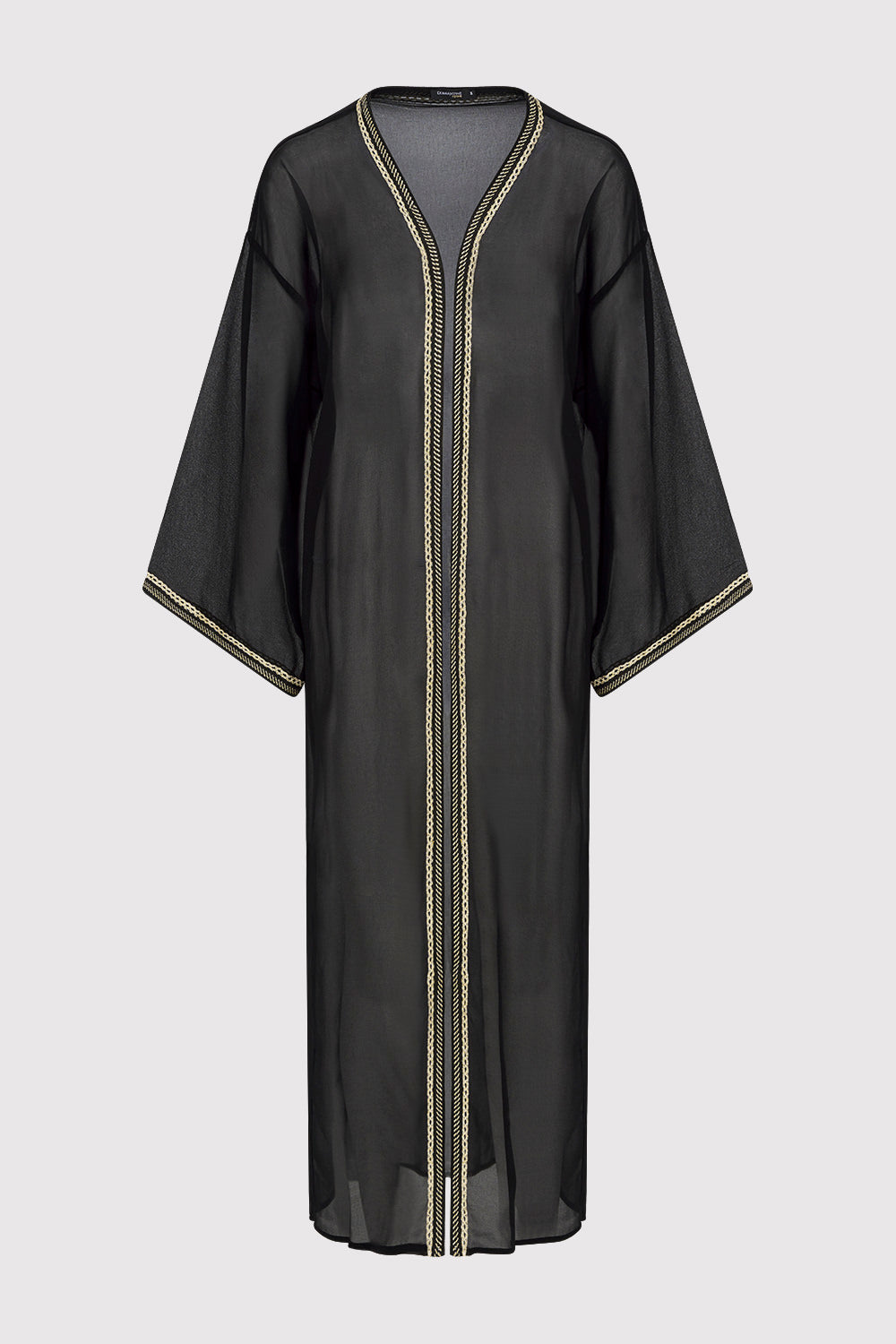 Amazon Women's Chiffon Sheer Long Sleeve Kimono Cape in Black