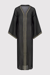 Amazon Women's Chiffon Sheer Long Sleeve Kimono Cape in Black