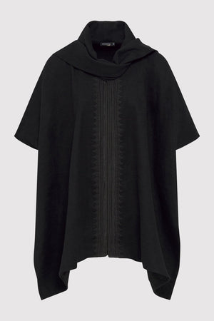 Wijdan Embroidered Longline Cape Jacket in Black