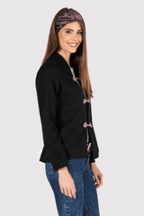Frankie Button-up Long Sleeve Cardigan Jacket in Black