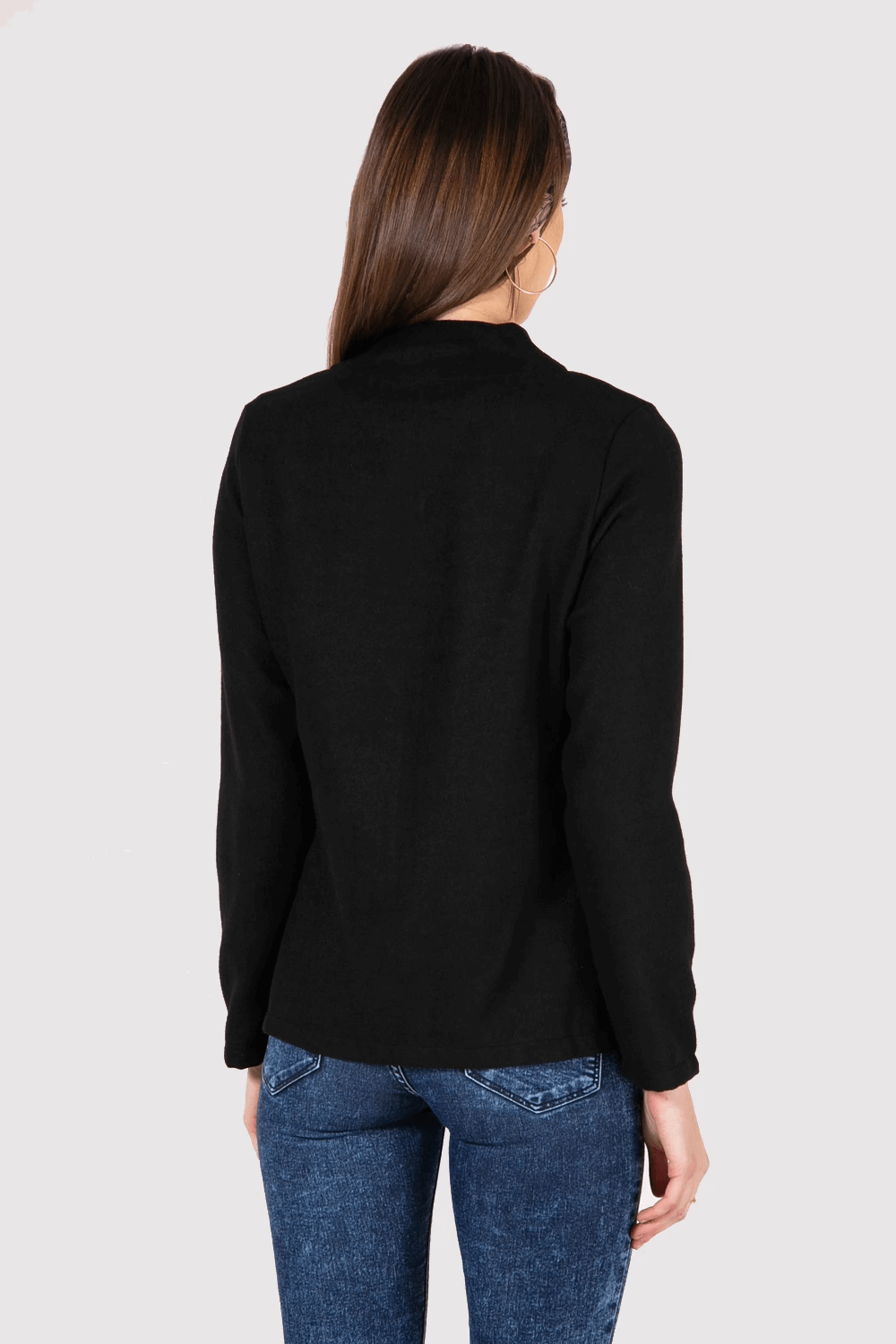 Frankie Button-up Long Sleeve Cardigan Jacket in Black