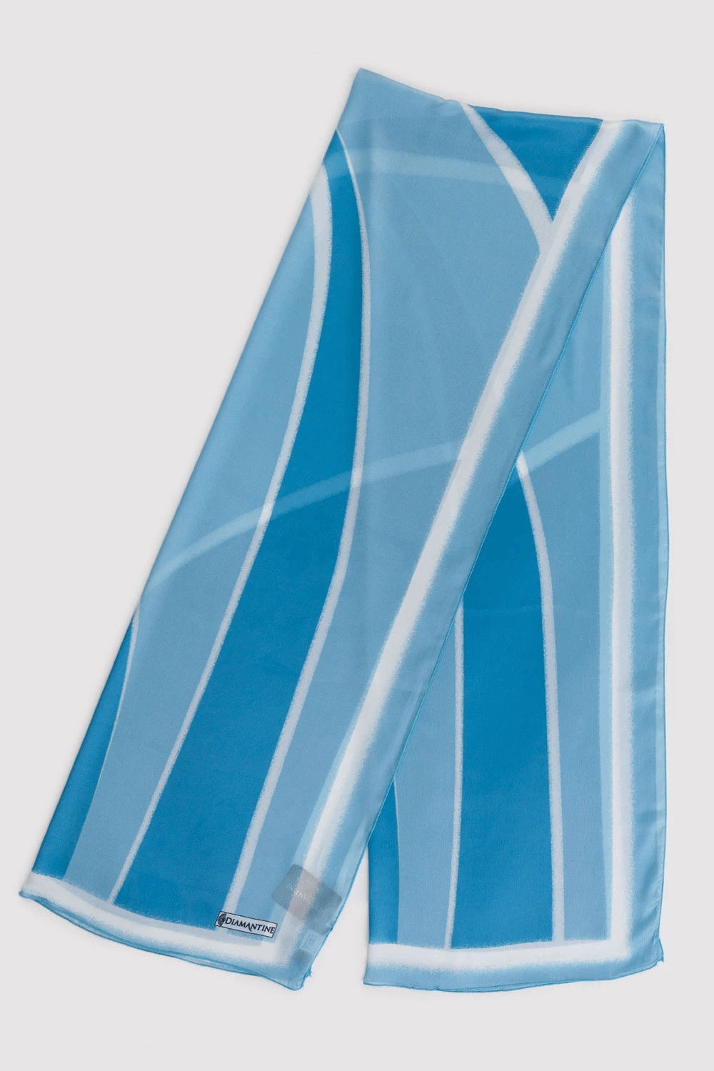 Satin Scarf in Blue & White Print