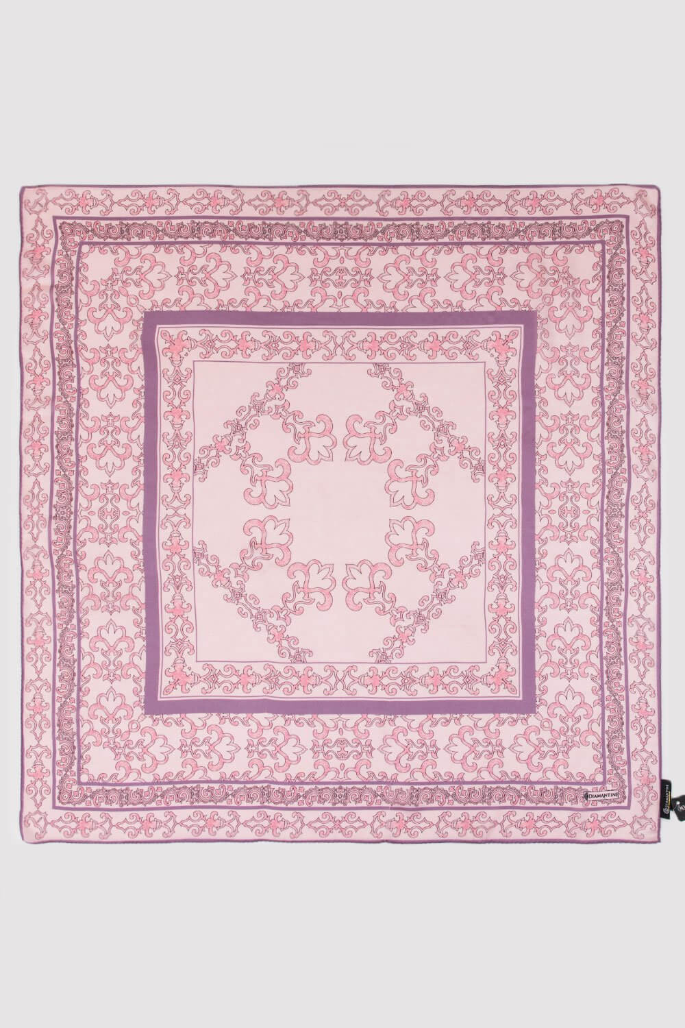 Silk Satin Scarf in Pink & Mauve Print