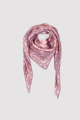 Silk Satin Scarf in Pink & Mauve Print