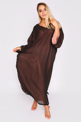 Djellaba Kmiss Basma Oversized Contrast Lining Hooded V-Neck Maxi Dress inåÊBlack