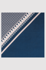 Satin Scarf in Blue Geometric Print