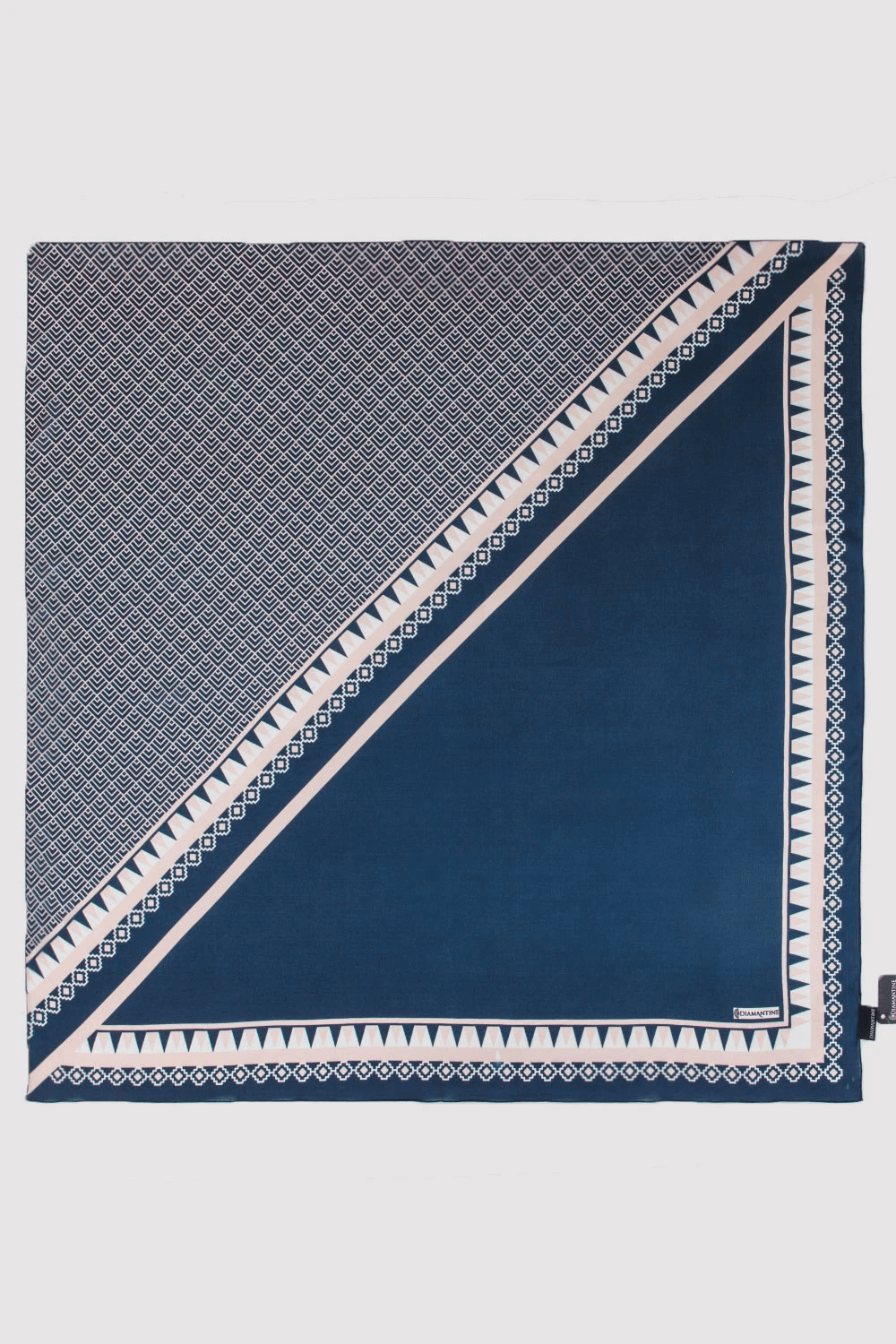 Satin Scarf in Blue Geometric Print