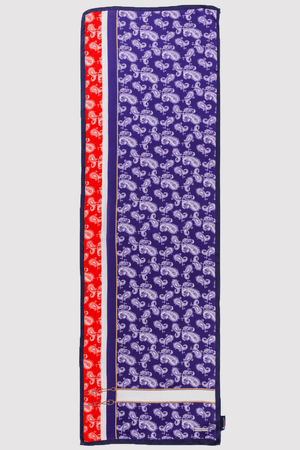 Silk Satin Scarf in Purple & Red Paisley Print