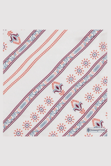 Silk Satin Scarf in Cream & Vintage Pink Print