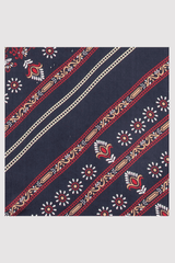 Silk Satin Scarf in Black & Burgundy Floral Print