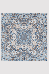 Silk Satin Scarf in Sky Blue Floral Print