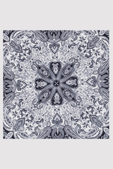 Silk Satin Scarf in Black & White Paisley Print