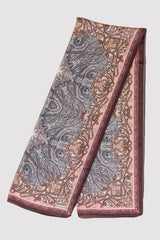 Silk Satin Scarf in Burgundy & Pink Paisley Print