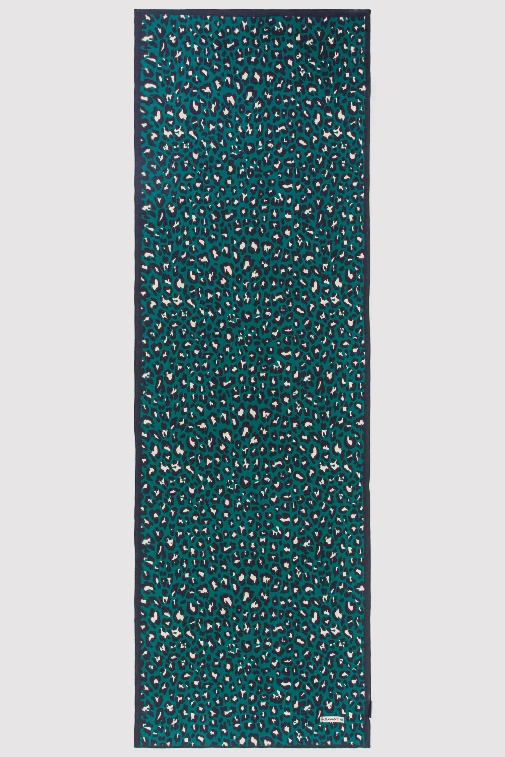 Silk Satin Scarf in Black & Green Leopard Print