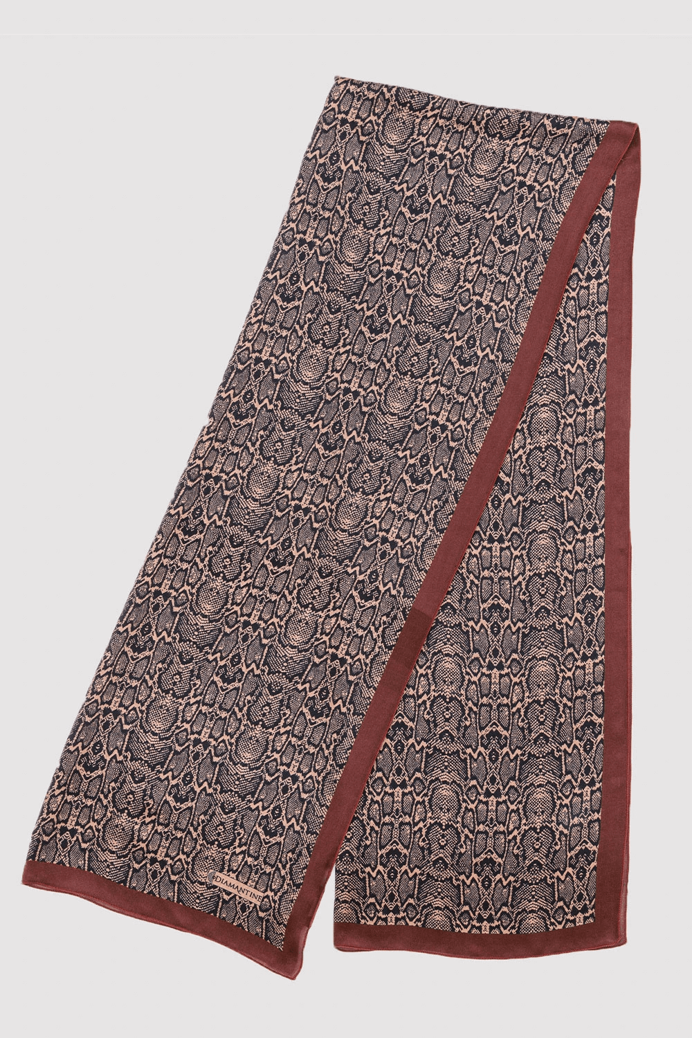Silk Satin Scarf in Deep Maroon Leopard Print