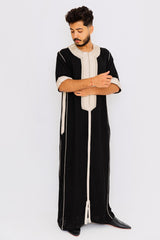 Istambul Men's Short Sleeve Long Gandoura Thobe in Black