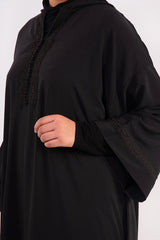 Djellaba Rehab Long Sleeve Hooded Long Maxi Dress Kaftan Abaya in Black