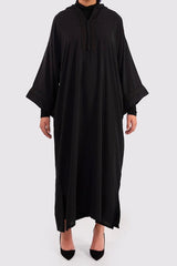 Djellaba Rehab Long Sleeve Hooded Long Maxi Dress Kaftan Abaya in Black