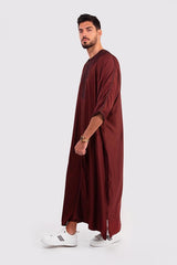 Gandoura Badii Men's Long Robe Long Sleeve thobe in Grenate
