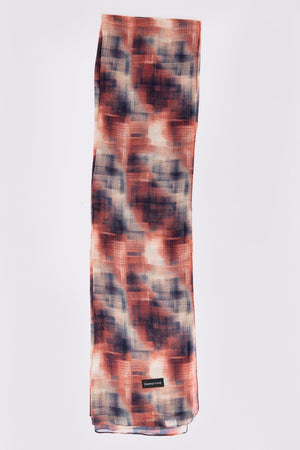 Women's Lightweight Head Scarf in Abstract Red Check Print