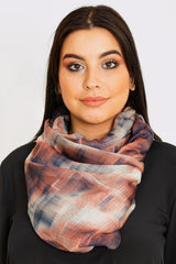 Women's Lightweight Head Scarf in Abstract Red Check Print